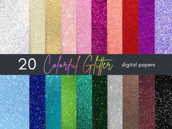20 Colorful Glitter Digital Papers for Creative Projects
