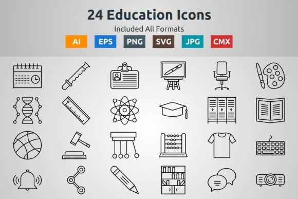 24 Education Outline Icons: A Versatile Resource for Designers and Educators