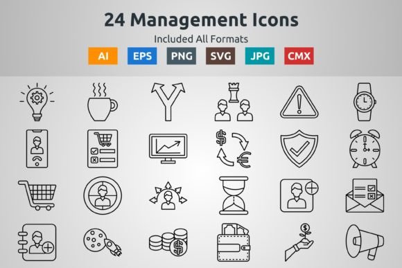 24 Management Outline Icons