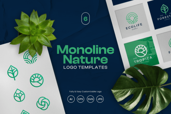 Introducing the Monoline Nature Logo Template: A Modern and Easy-to-Edit Design for Your Brand