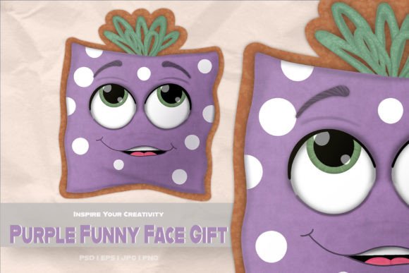 Purple Funny Face Gift Cartoon Character: A Versatile Asset for Creative Projects