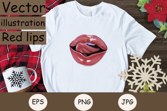 Vector Illustration Red Lips EPS PNG JPG