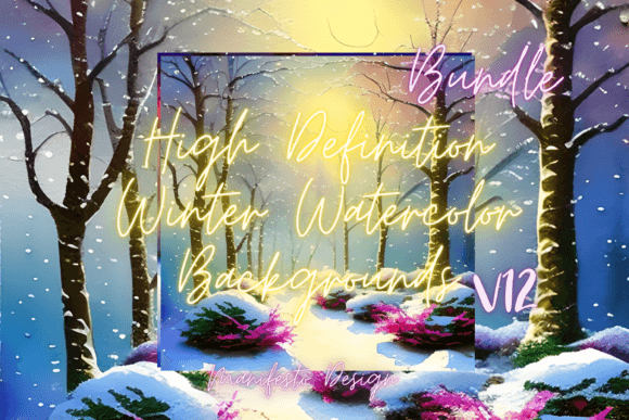 Winter Watercolor Background V12