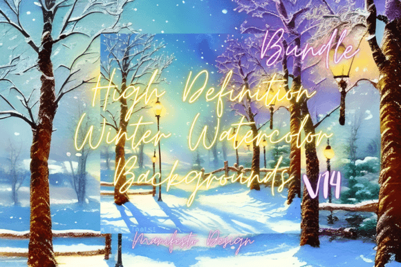 Winter Watercolor Background V14