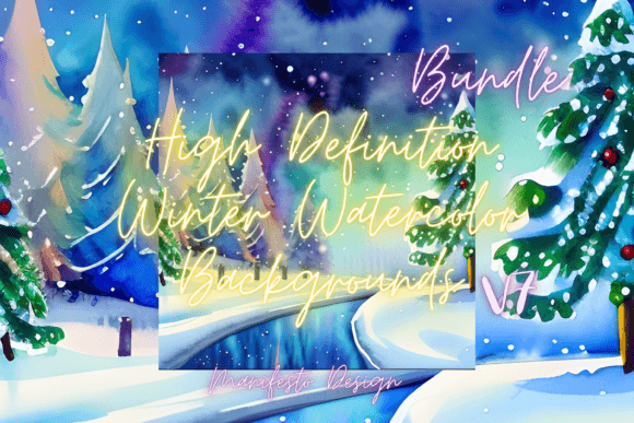 Winter Watercolor Background V7