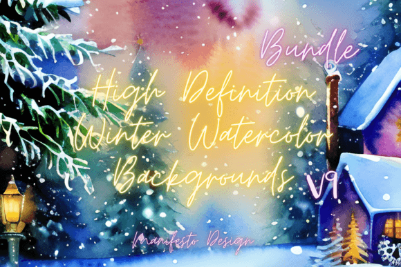 Winter Watercolor Background V9